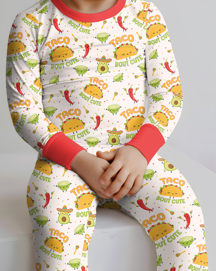 Funny Taco Bamboo Two Piece Long Sleeve Pajama Set