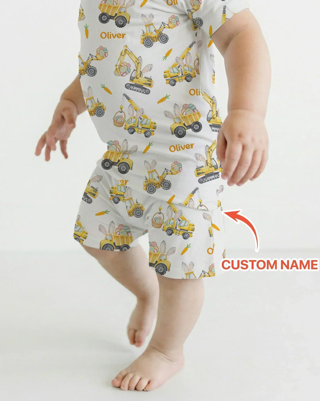 Eggs-cavator Construction Bamboo Two Piece Short Sleeve Shorts Pajama Set