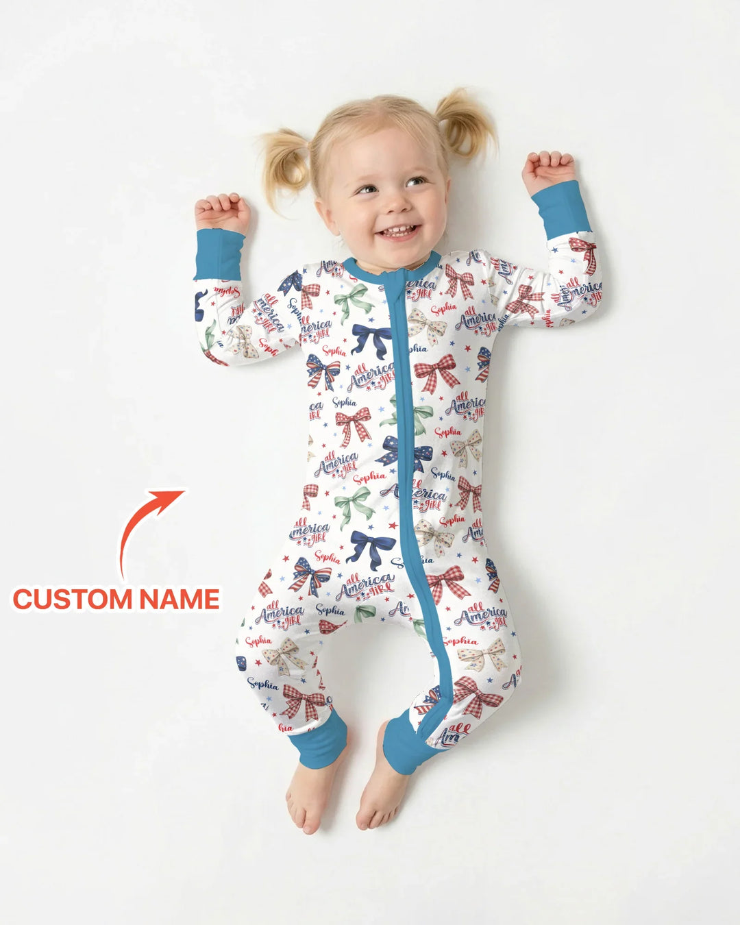 Custom Name All American Girl Bamboo Convertible Zippy
