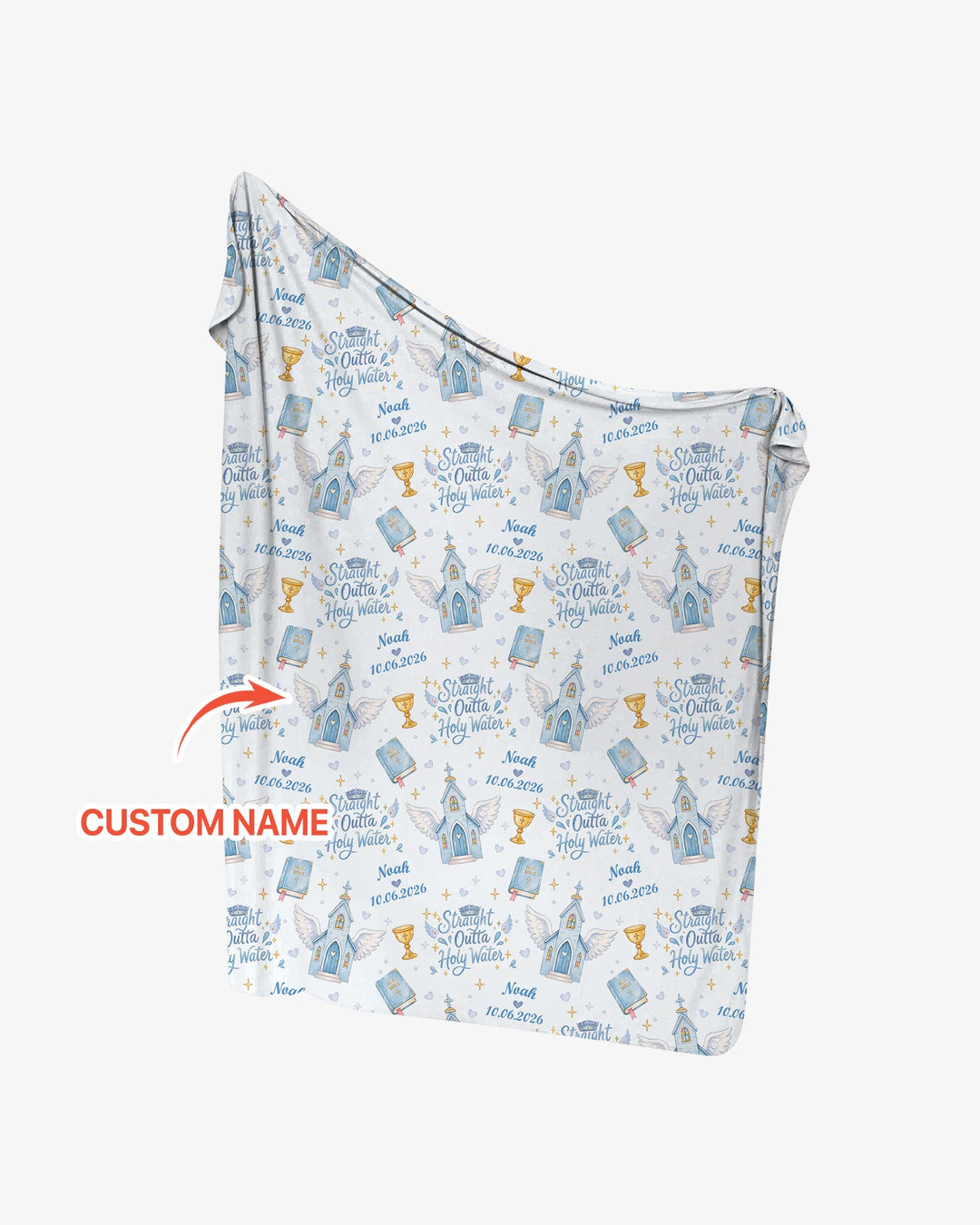 Custom Name Baptism Christening Straight Outta Holy Water Swaddle Blanket