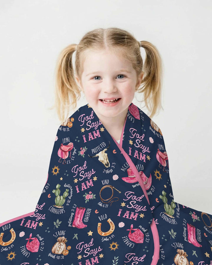 God Says I Am Western Faith Bamboo Blanket