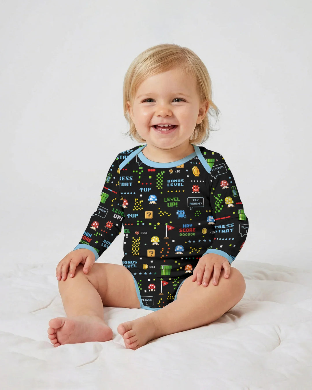 Pixel Game Lover Matching Bamboo Bodysuit