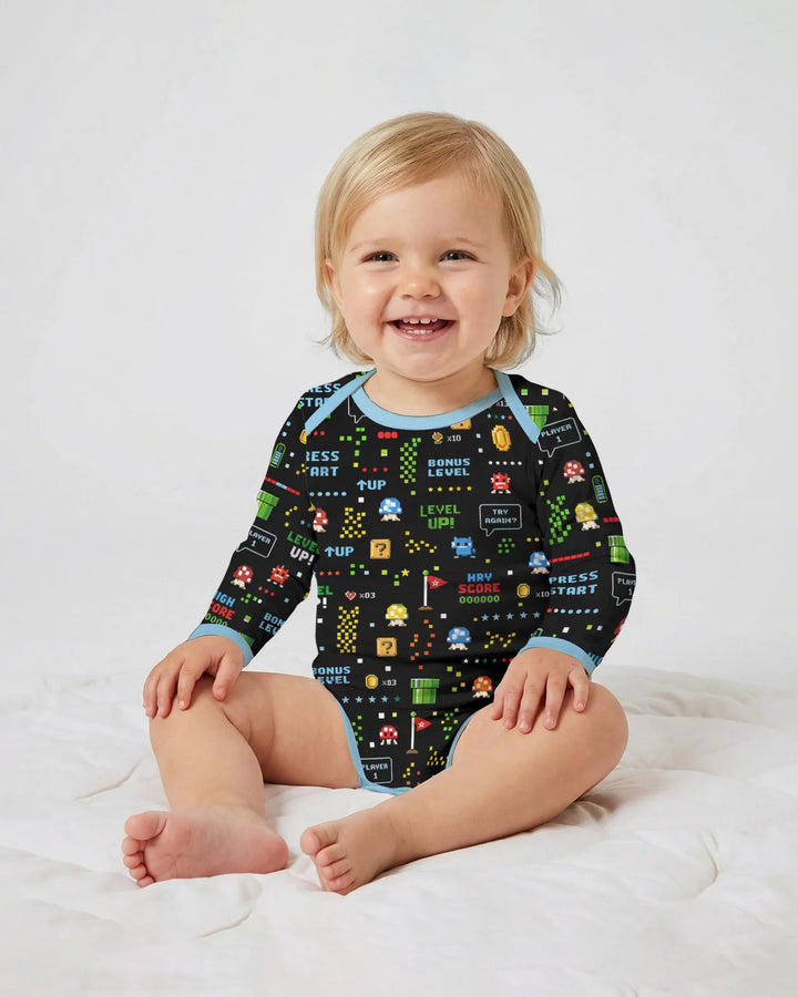 Pixel Game Lover Matching Bamboo Bodysuit