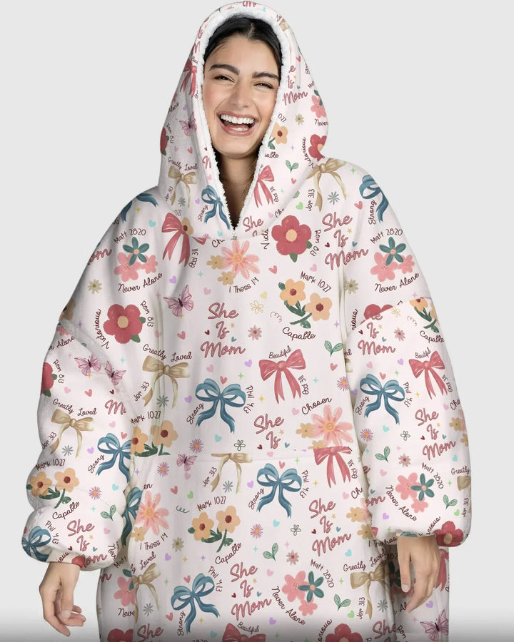She Is Mom Wearable Bamboo Blanket Hoodie