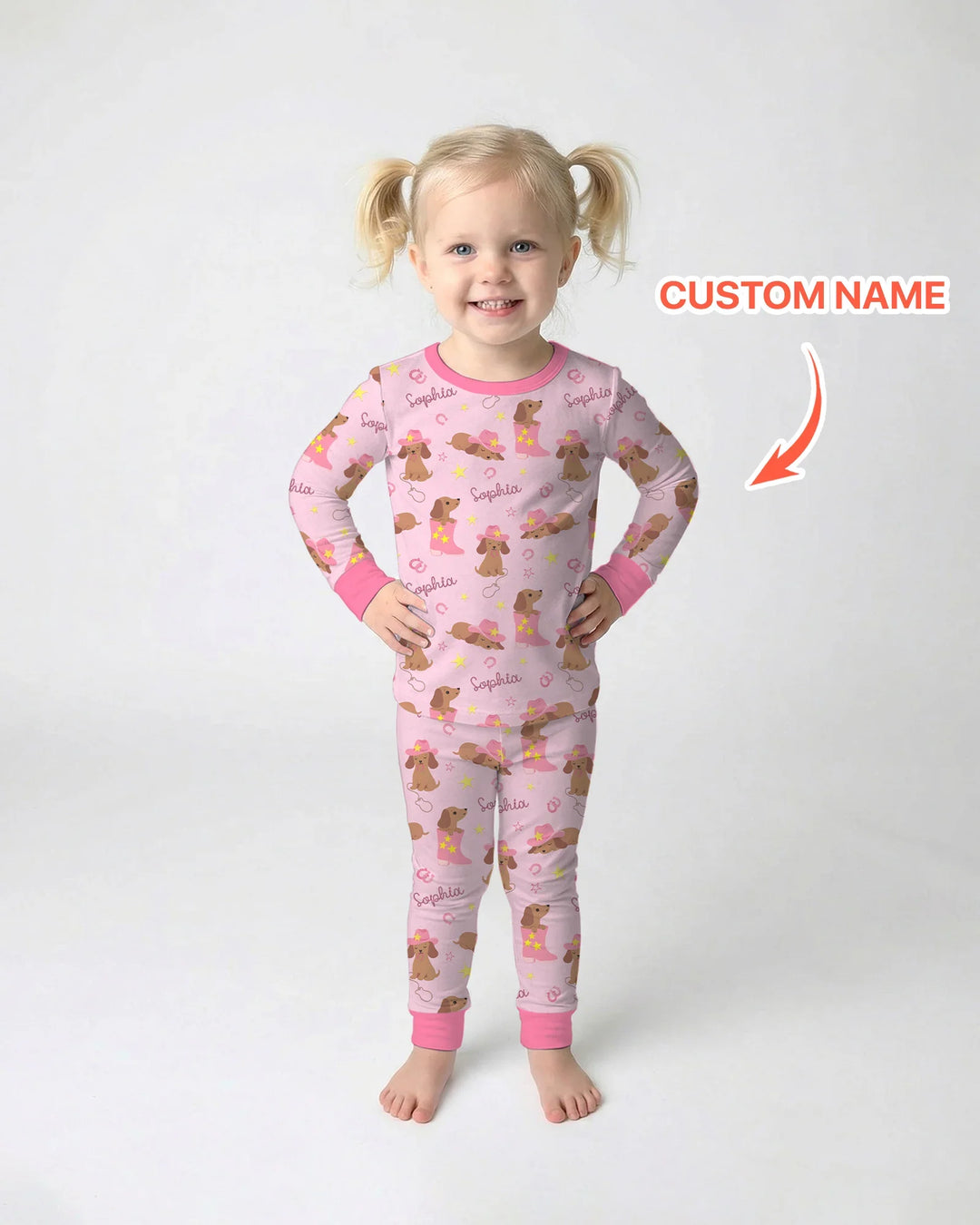 Howdy Dachshund Two Piece Long Sleeve Pajama Set