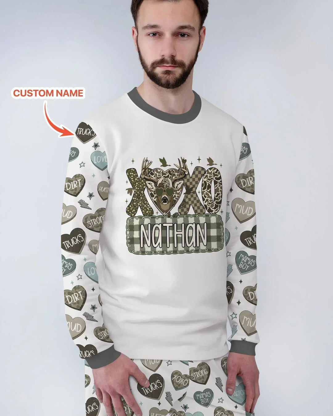 Personalized Hunting Sweethearts Candy Daddy & Me Matching Bamboo Men's Pajama Set