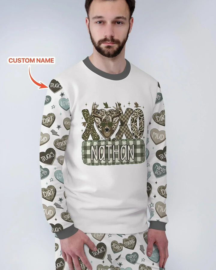 Personalized Hunting Sweethearts Candy Daddy & Me Matching Bamboo Men's Pajama Set