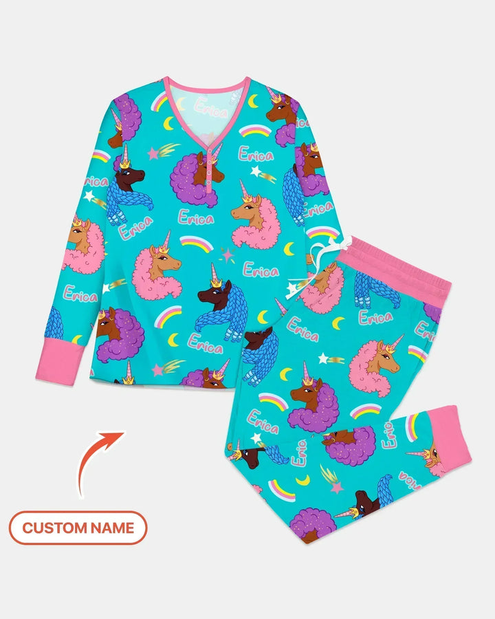 African Astro Unicorn Bamboo Women Pajama Set