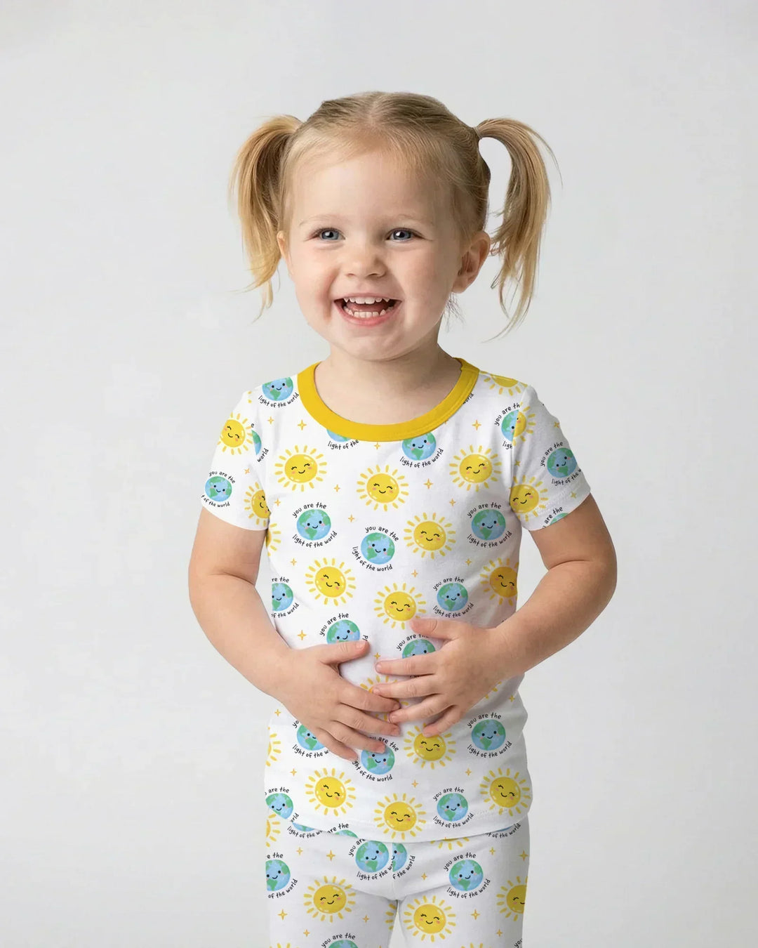 Matthew 5:14 Light of the World Bamboo Two Piece Short Sleeve Pajama Set