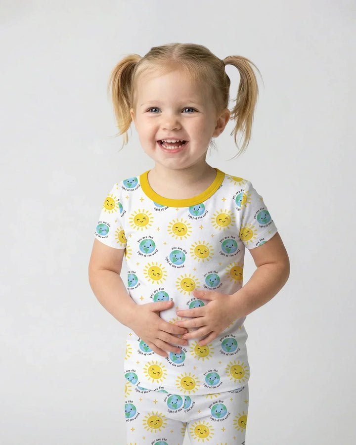 Matthew 5:14 Light of the World Bamboo Two Piece Short Sleeve Pajama Set