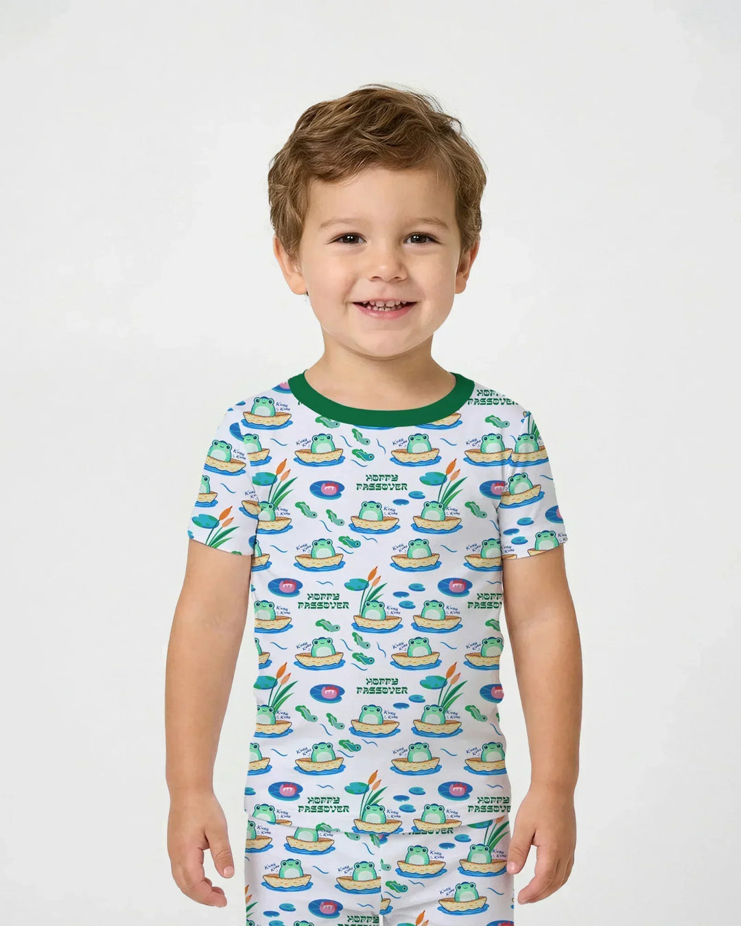 Hoppy Passover Family Matching Bamboo Two Piece Short Sleeve Pajama Set