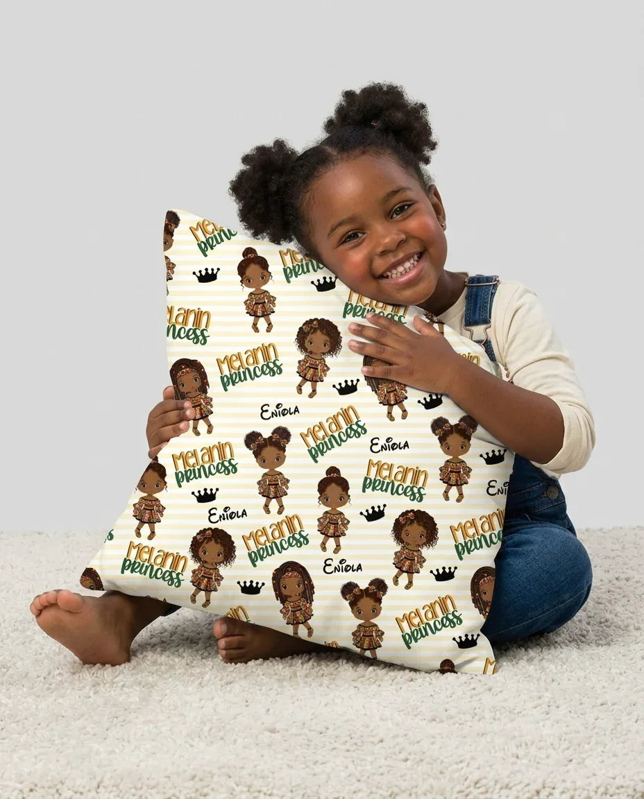 Custom Name Melanin Princess Bamboo Pillow Case