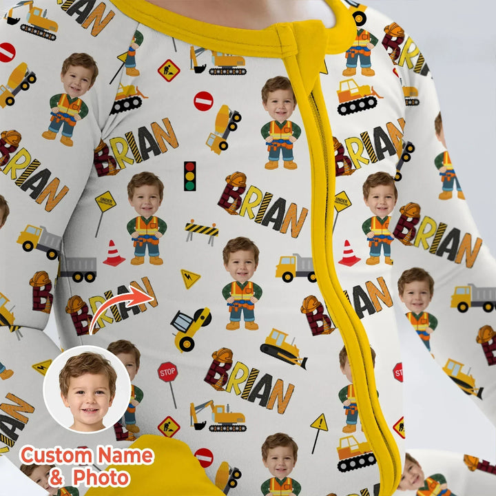 Custom Photo Doodle Little Builder Bamboo Convertible Zippy