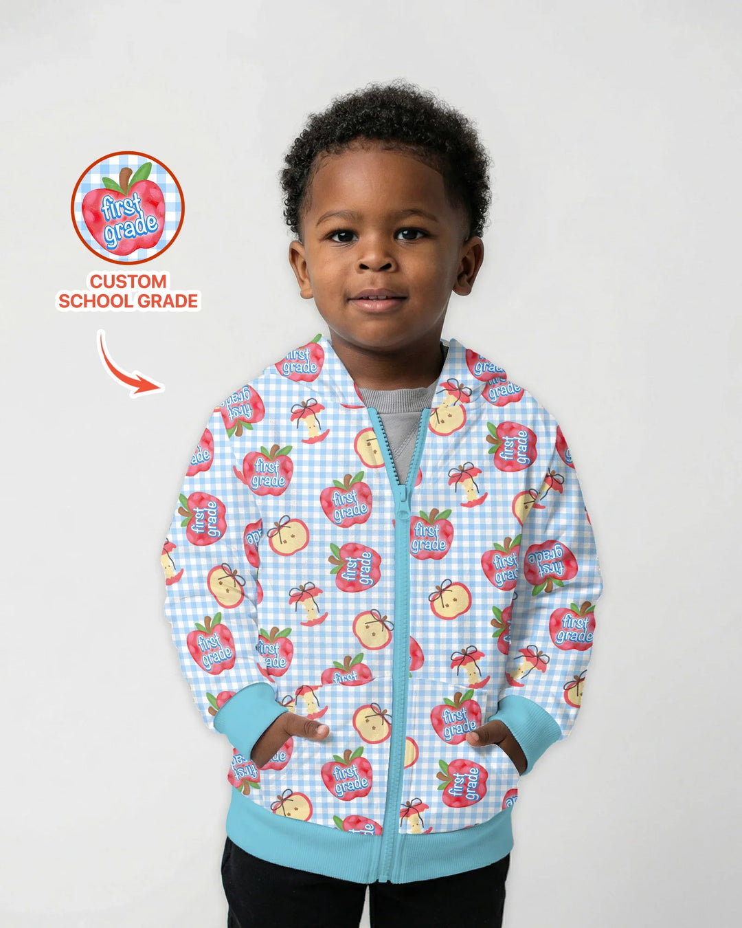 Custom School Grade Apple Days Bamboo Zip Hoodie