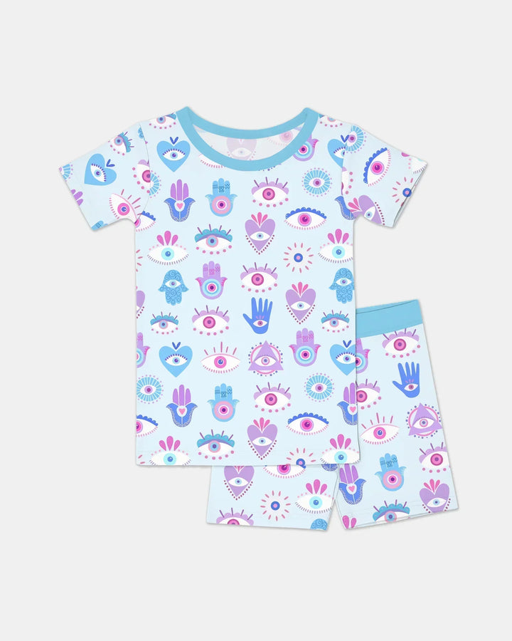 Hamsa Heart Guardians Family Matching Bamboo Two Piece Short Sleeve Shorts Pajama Set