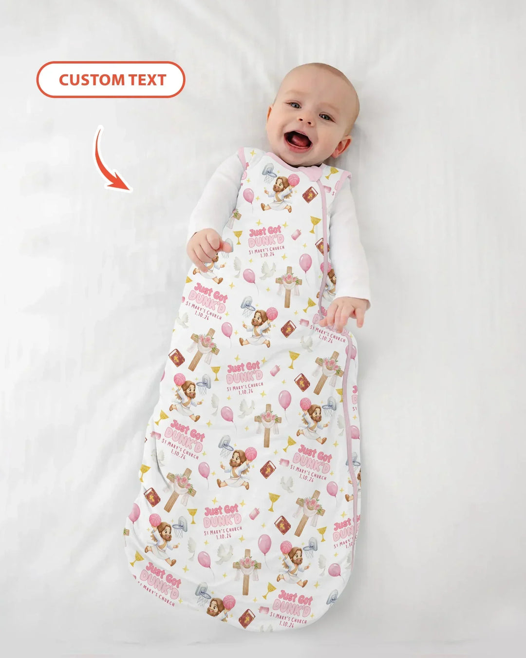 Custom Name Baptism Just Got Dunk'd Bamboo Sleep Bag