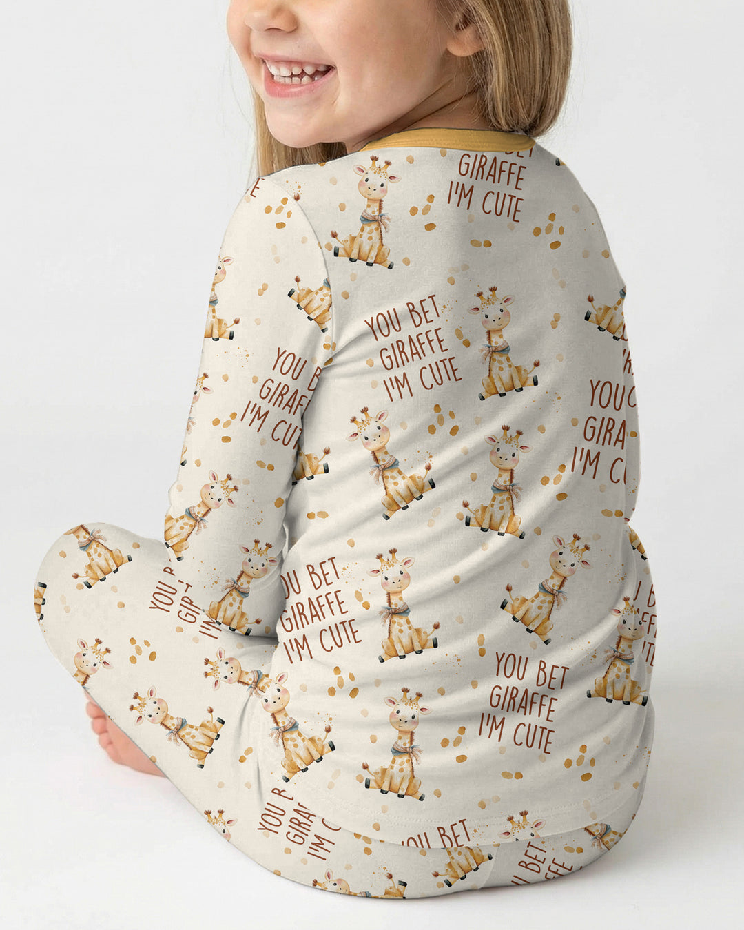 You Bet Giraffe I'm Cute Bamboo Two Piece Long Sleeve Pajama Set