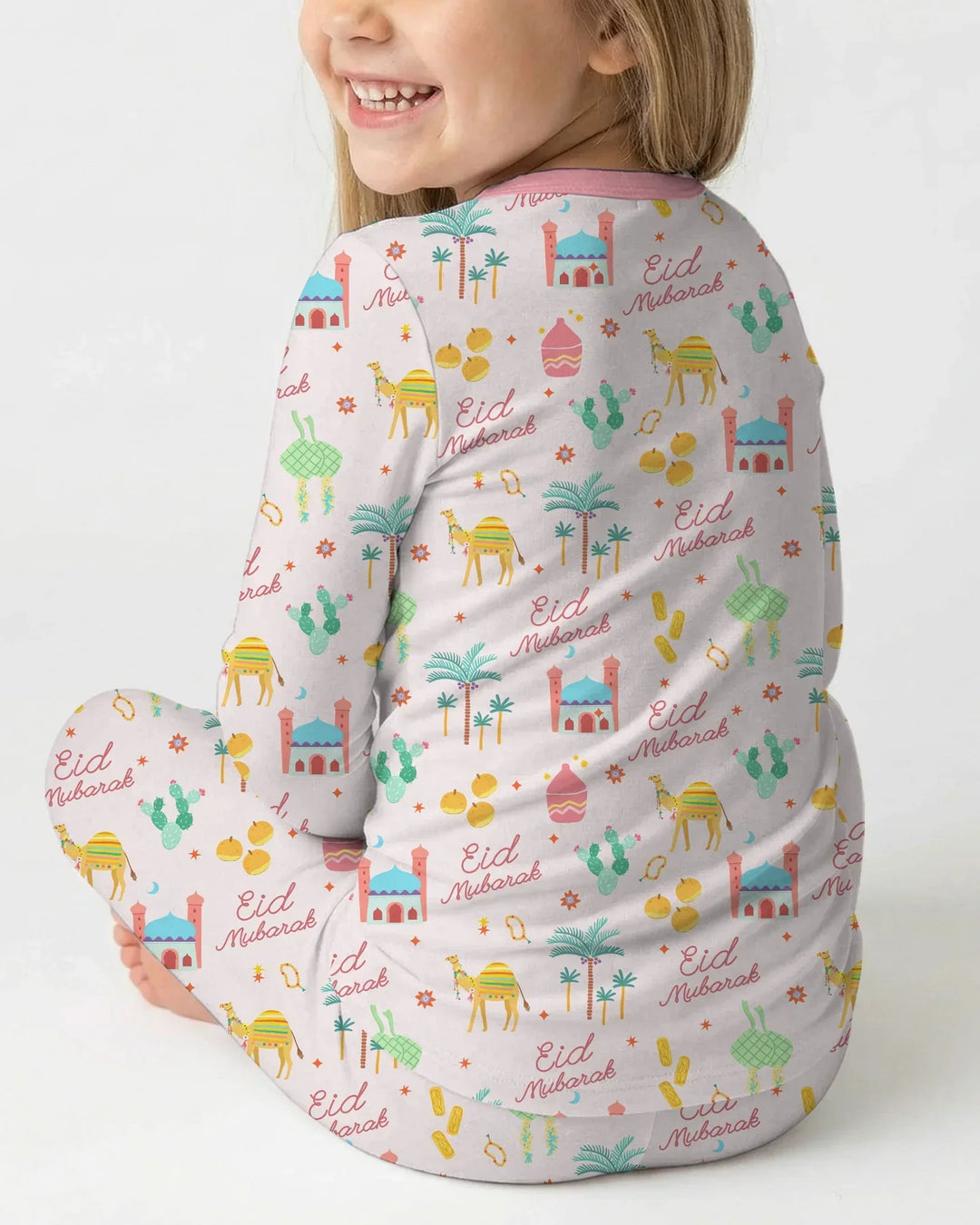 Eid Mubarak Matching Family Bamboo Two Piece Long Sleeve Pajama Set