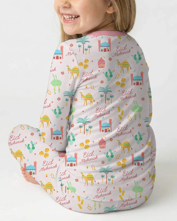 Eid Mubarak Matching Family Bamboo Two Piece Long Sleeve Pajama Set