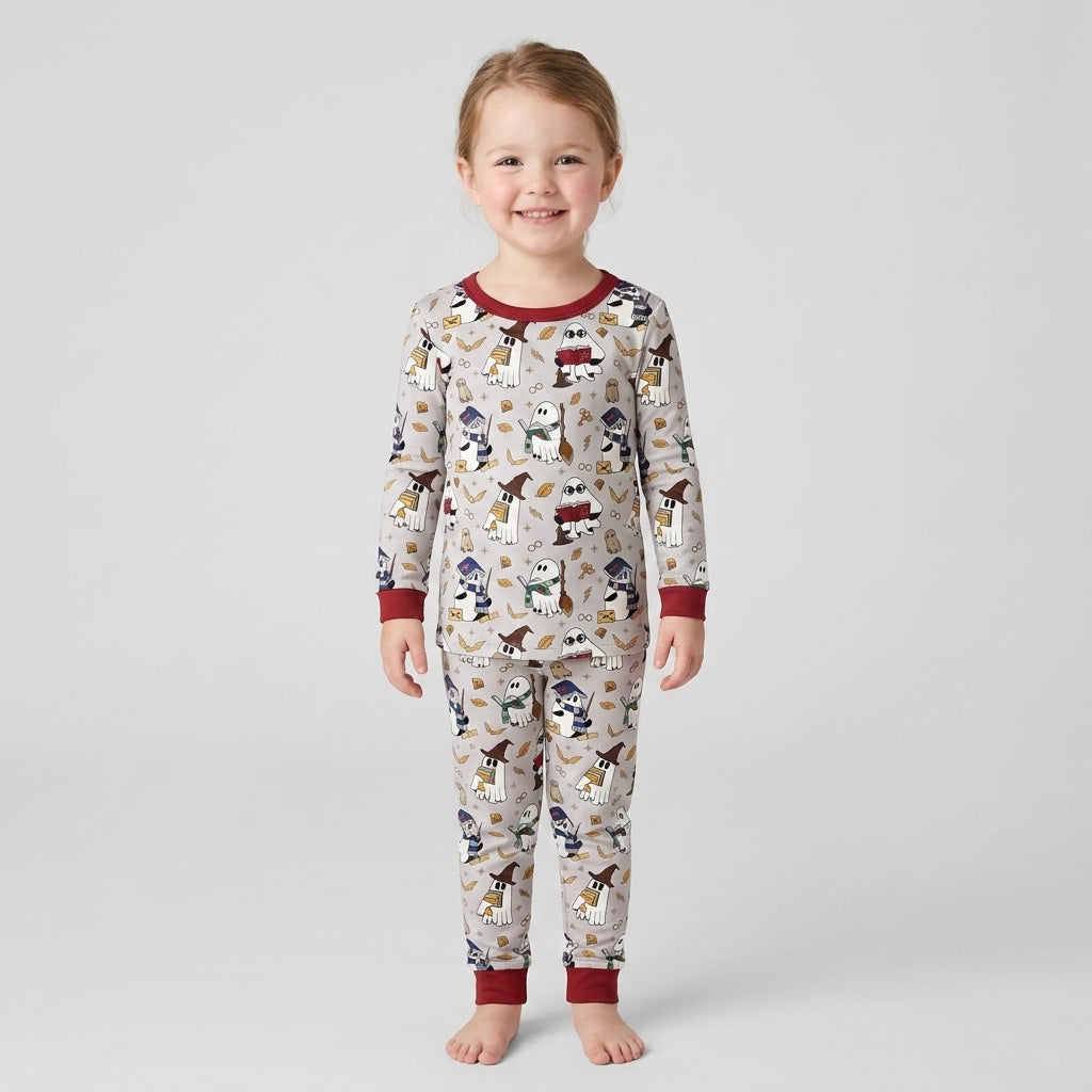 Halloween Wizard Boo Bamboo Two Piece Long Sleeve Pajama Set