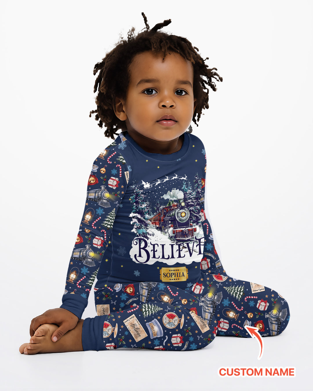 Believe Train Bamboo Two Piece Long Sleeve Pajama Set