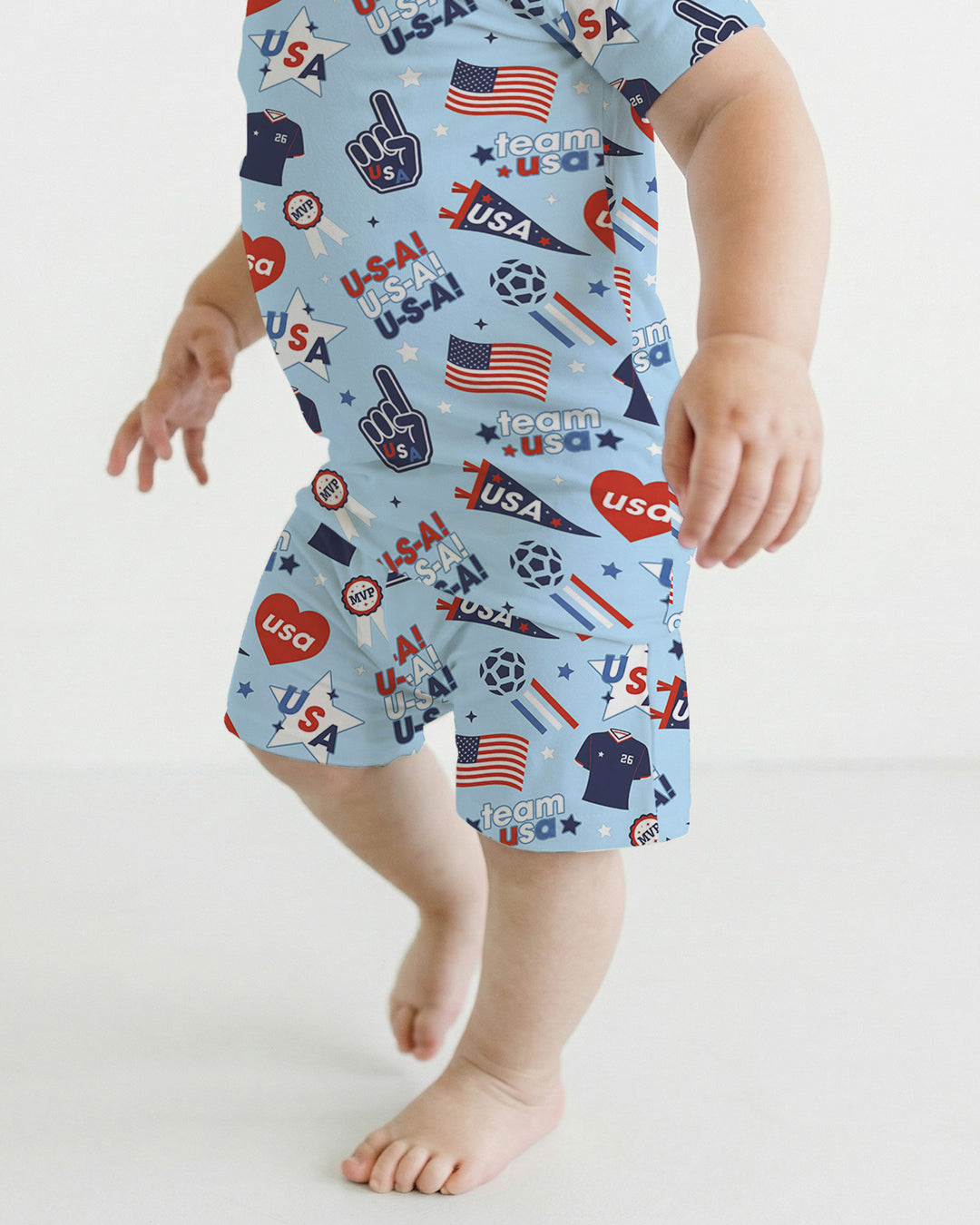 Soccer Party Team USA Bamboo Two Piece Short Sleeve Shorts Pajama Set