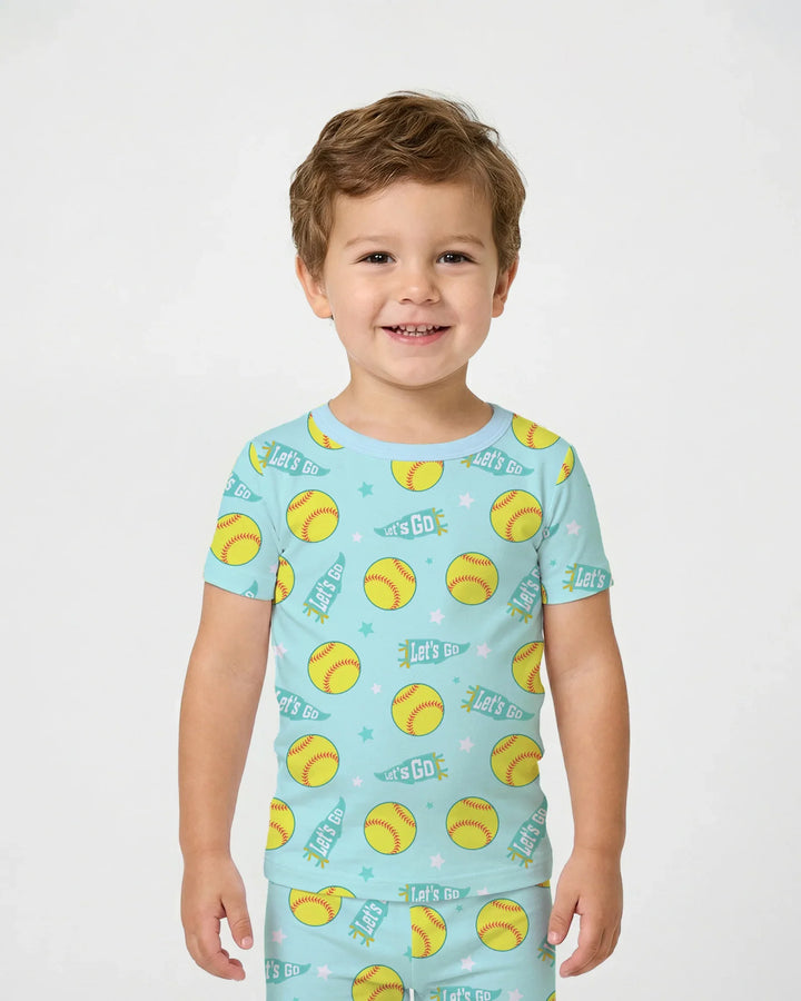 Softball Lovers Bamboo Two Piece Short Sleeve Pajama Set