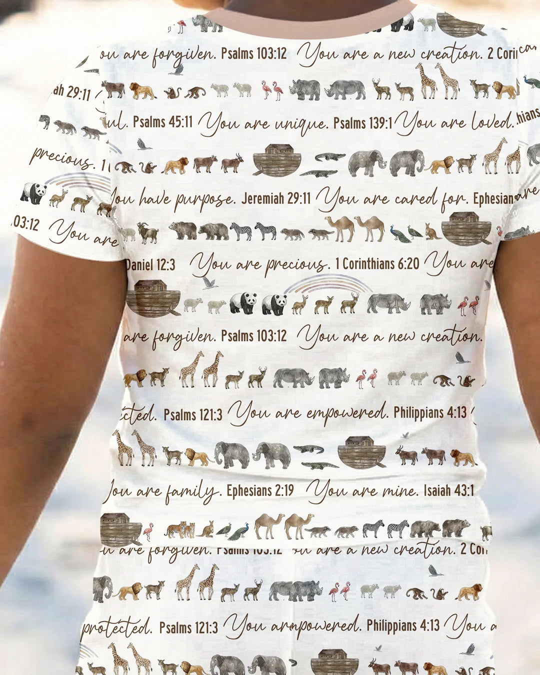 Biblical Noah's Ark Bamboo Two Piece Short Sleeve Pajama Set