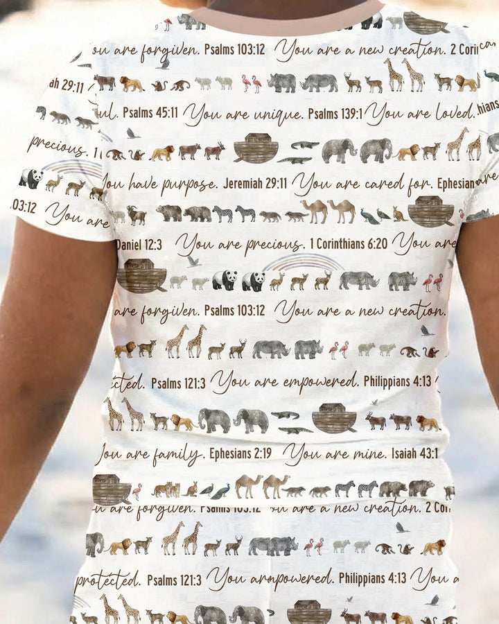 Biblical Noah's Ark Bamboo Two Piece Short Sleeve Pajama Set