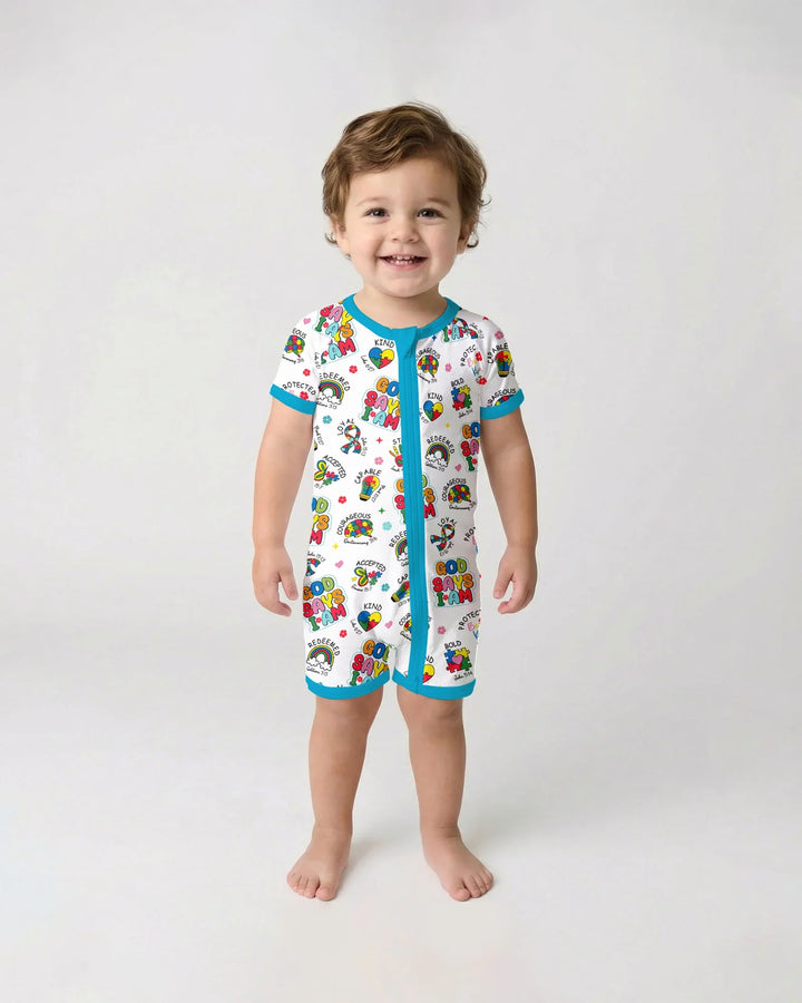 God Says I Am Autism Awareness Bamboo Shorty Zippy