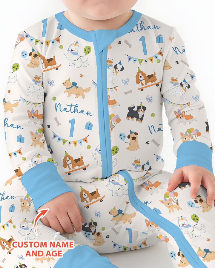 Custom Name Birthday Dogs Party Bamboo Convertible Zippy
