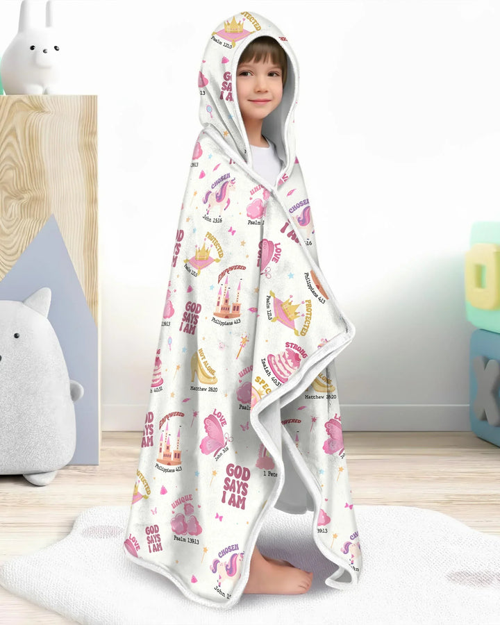 God Says I Am Girl Bamboo Wearable Hooded Blanket
