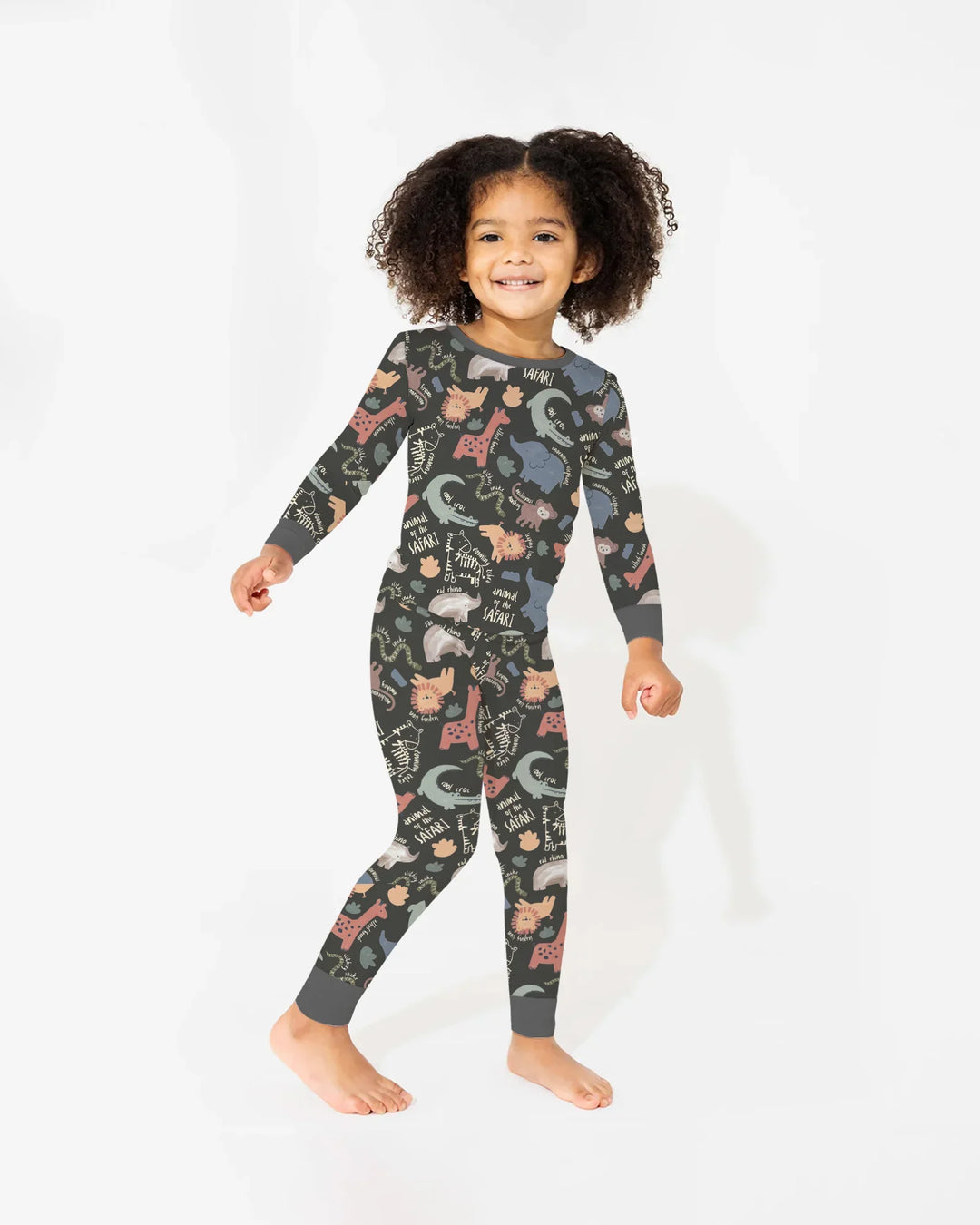 Funny African Animals Bamboo Two Piece Long Sleeve Pajama Set