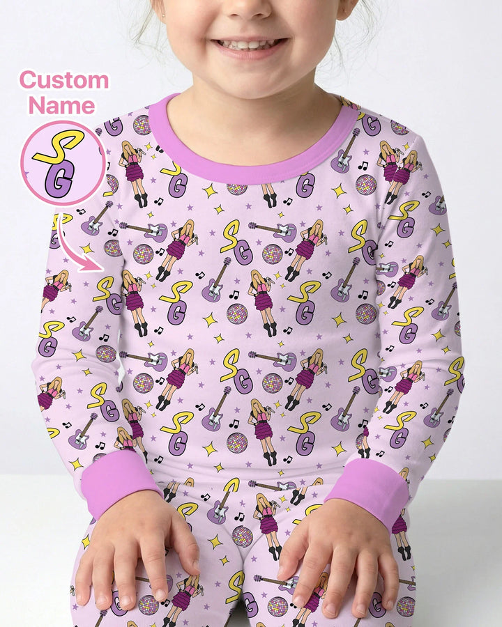 Custom Name Mini Rockstar Two Piece Long Sleeve Pajama Set