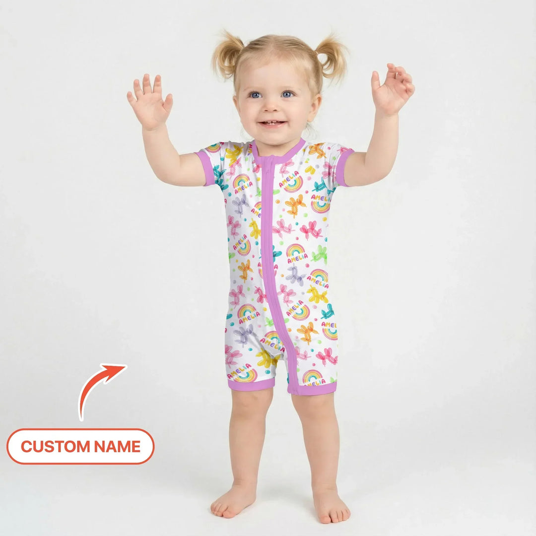 Sweet Balloon Dreams Custom Name Bamboo Shorty Zippy