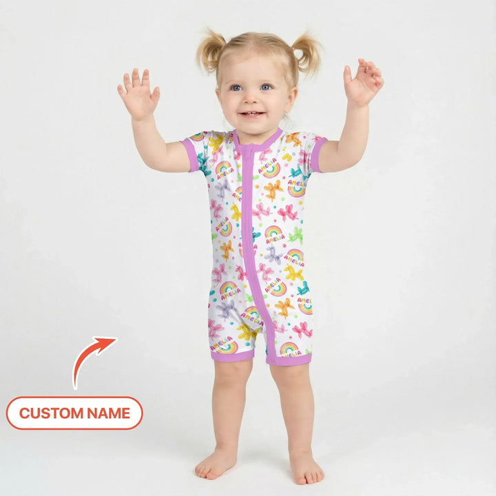 Sweet Balloon Dreams Custom Name Bamboo Shorty Zippy