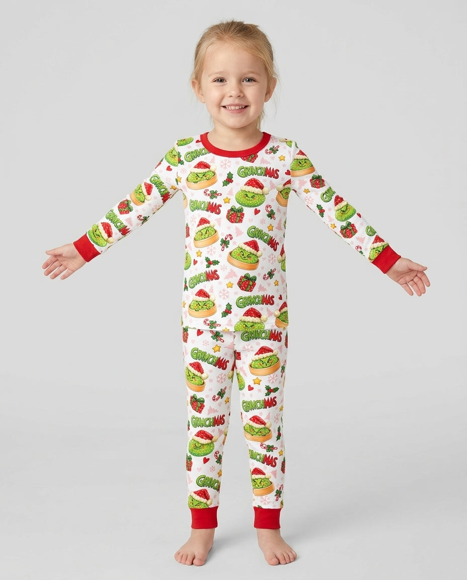 Grinchmas Dumpling Bamboo Two Piece Long Sleeve Pajama Set