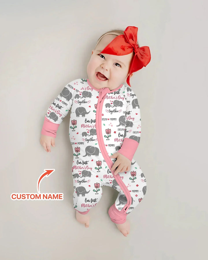 Custom Name Elephant Our First Mother's Day Bamboo Convertible Zippy