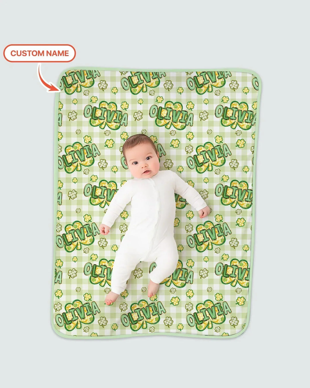 Lucky Shamrock Custom Name Bamboo Blanket