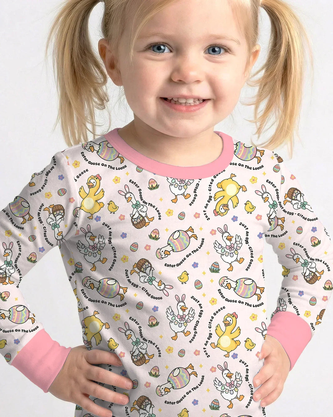 Easter Goose Family Matching Bamboo Two Piece Long Sleeve Pajama Set