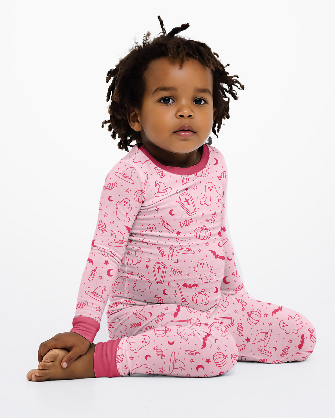 Cute Aesthetic Spooky Halloween Boo Bamboo Two Piece Long Sleeve Pajama Set