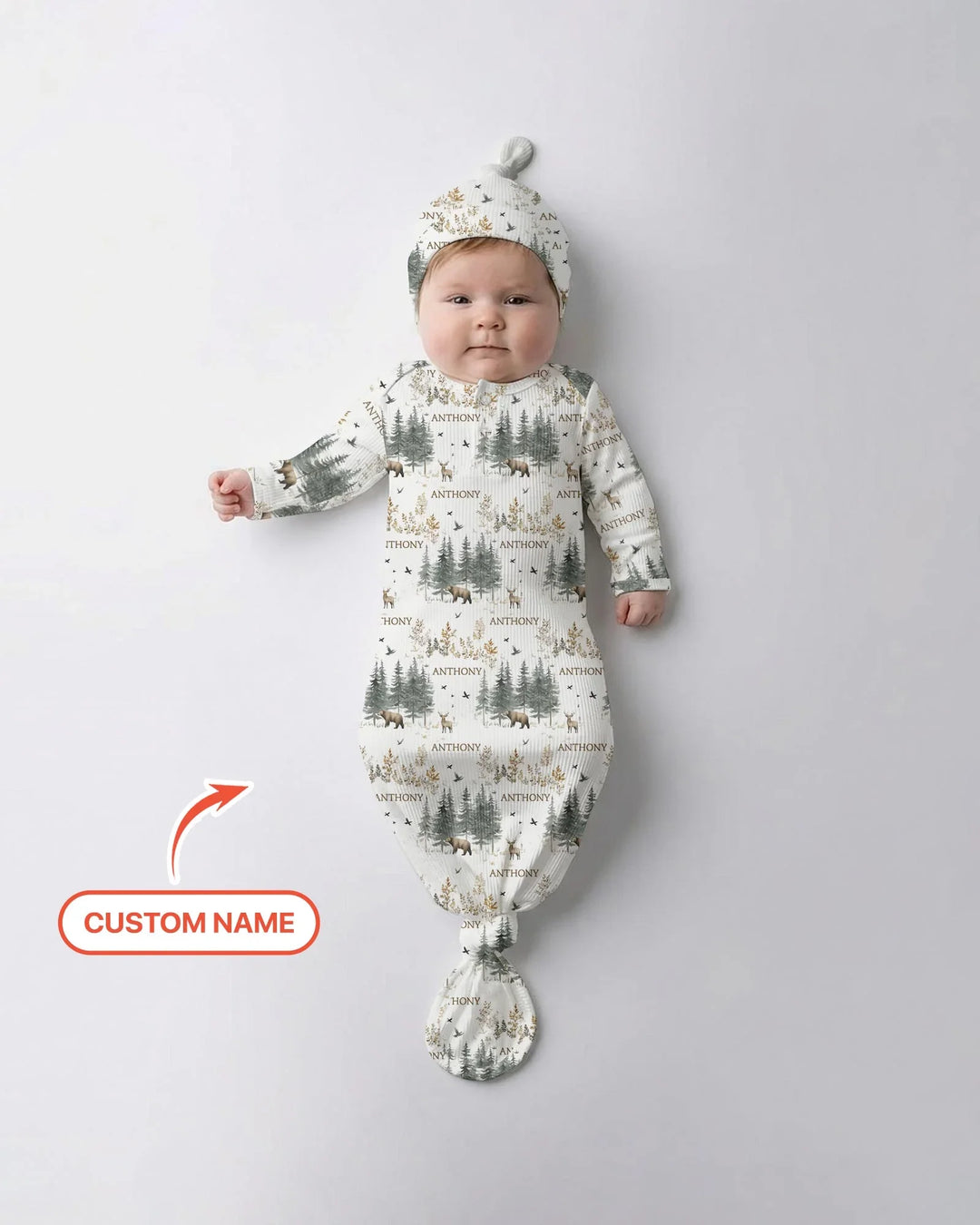 Custom Name Forest Bear Deer Bamboo Knot Gown