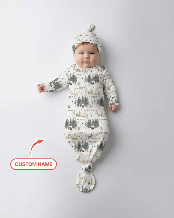 Custom Name Forest Bear Deer Bamboo Knot Gown