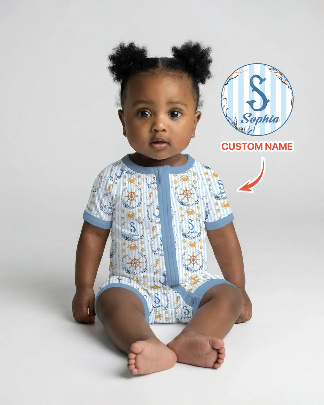 Bon Voyage Custom Name Bamboo Shorty Zippy
