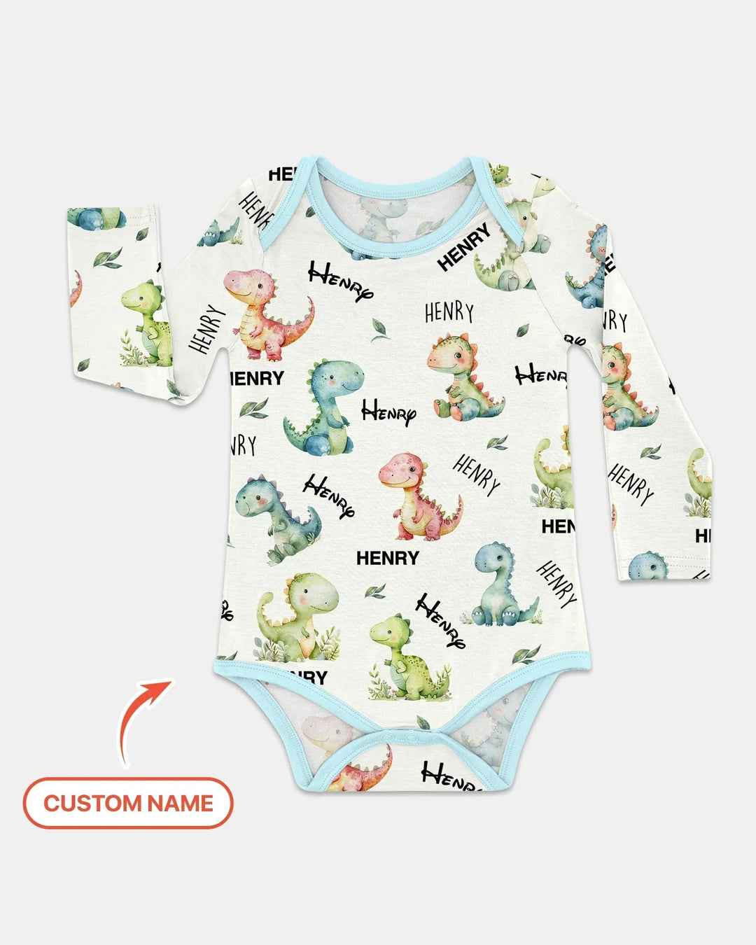 Dinosaur Custom Name Bamboo Bodysuit