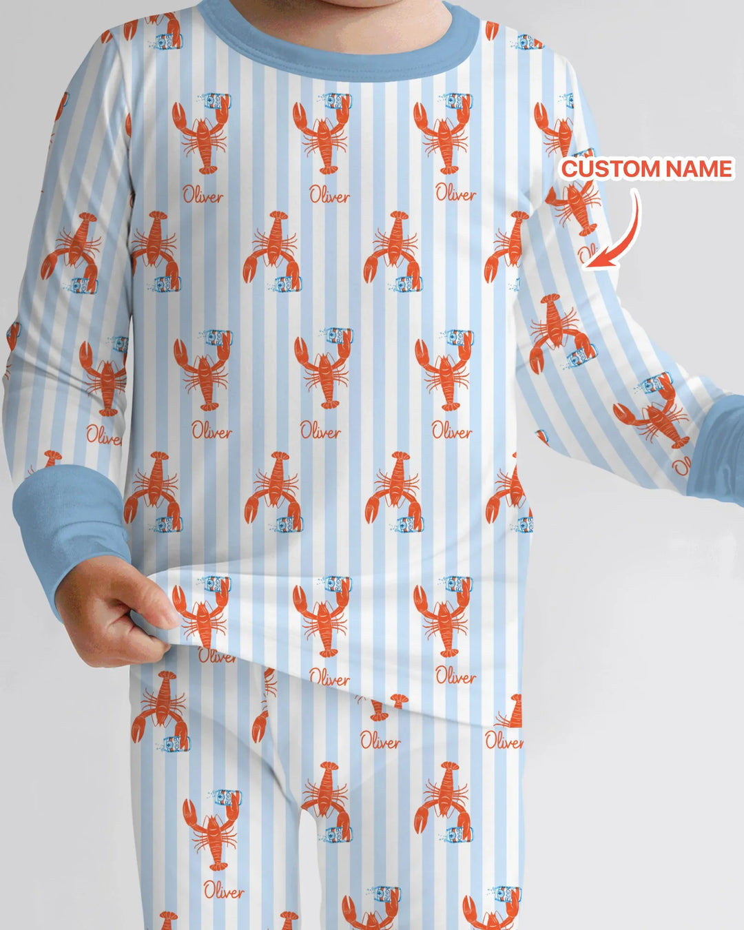Custom Name Crawfish Beer Season Bamboo Two Piece Long Sleeve Pajama Set