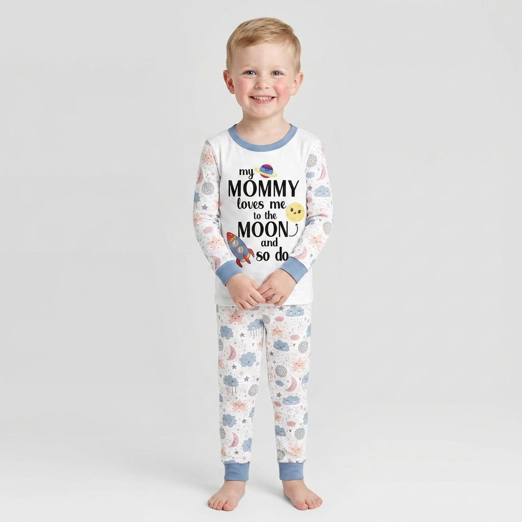 My Mommy Loves Me To The Moon And So Do I Bamboo Two Piece Long Sleeve Pajama Set