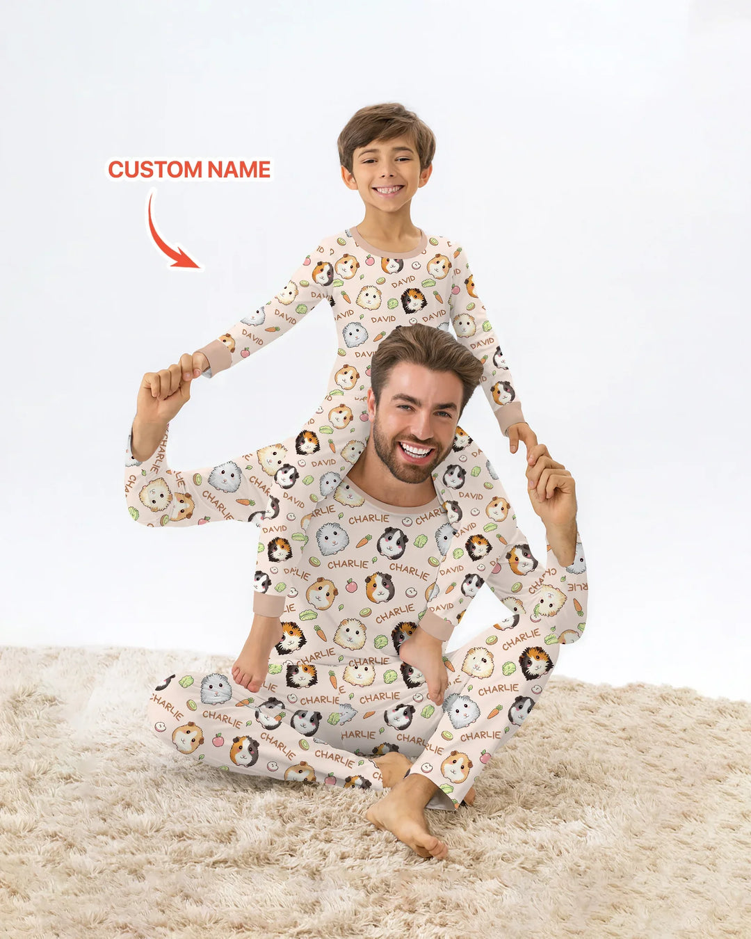 Custom Name Cute Guinea Pigs Bamboo Men's Pajama Set