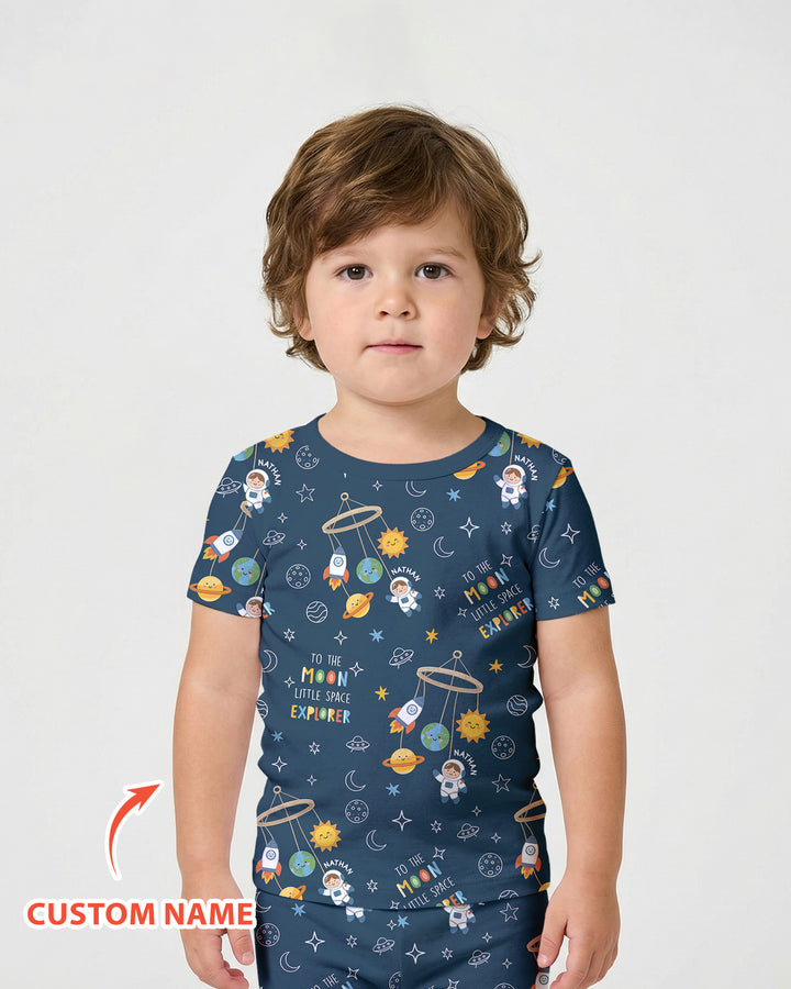 Little Astronaut Big Dream Bamboo Two Piece Short Sleeve Shorts Pajama Set