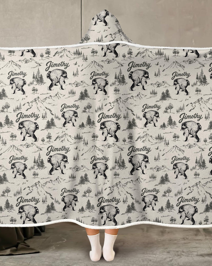 Vintage Jimothy Racoon Family Matching Bamboo Wearable Hooded Blanket